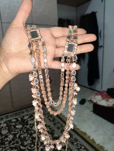 Mirror &amp; Pearl Drop Earrings