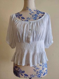 Light Blue Peplum Top