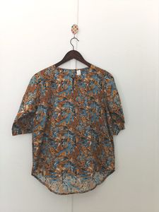 Brown & Blue Floral Top