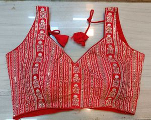Red & Golden Sequins Blouse