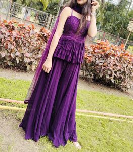 Elegant Purple Plazzo Peplum Top Indian Dress