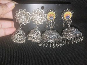 2 Pair Jhumka Earrings Set
