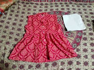 Pink Damask Print Sleeveless Top