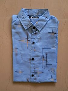 Stylish Blue Patterned Men's Shirt