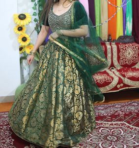 Banarsi Lehenga With Velvet Mirror Work Blouse