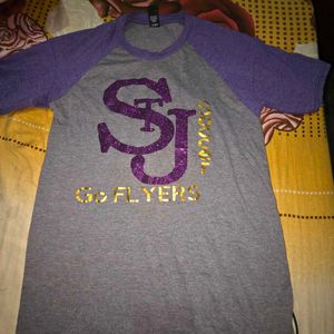 Women Purple Grey Sequin T-shirt