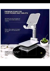 Adjustable and Foldable Desktop Phone Holder Stand for Phone Compatible - with All Mobile Phone/Tablets Upto 4-11&#34; for Desk, Table, Home &amp; Online Classes (White) Metal Holder (Pack Of 1)