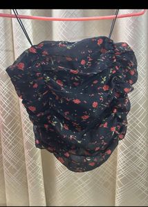Floral Cute Black Top