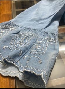 Blue Cold Shoulder Top