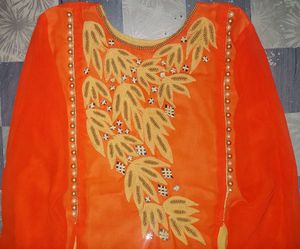 Orange mirror work Kurti