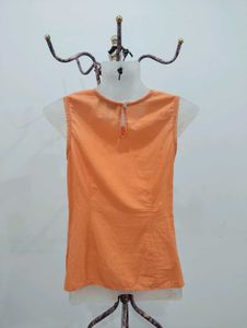 Orange Sleeveless Eyelet Top