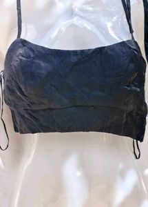 379. Black Tie-Strap Crop Top