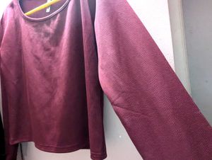 👀🫦Maroon Ribbed Long Sleeve Top👀🫦