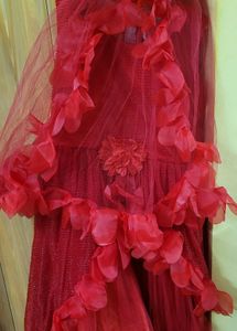 Red Dress with Flower Detail