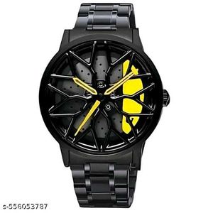 Sleek Black & Yellow Accent Watch