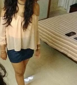 Peach Chiffon Corset Top