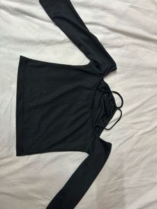 Halter Neck Black Ribbed Top ❤️‍🔥