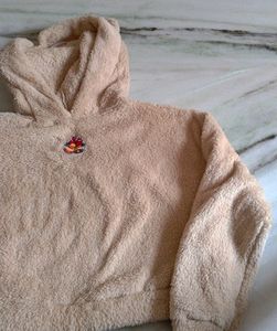 Urbanic Ski Bear Fleece Hoodie Beige Cream