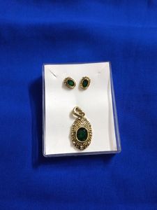 Emerald Green Stone Studied Gold Plated Imitation