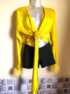 BOGO🎁Buy One Get 1 Free🎁Yellow Tie-Front Top