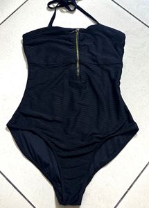 Black Halter Zip One-Piece