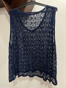 Blue Crochet Tank Top