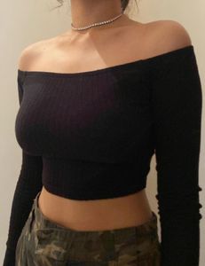 H&amp;M Black Off-Shoulder Long Sleeve Top