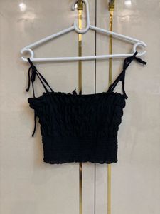 Black smocked top h&m