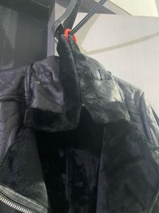 Chic Black Faux Leather Aviator Jacket w/ Fur