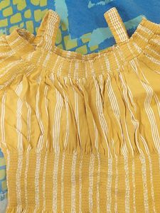 Yellow Striped Off-Shoulder Top