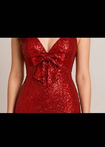 Red Sequin Gown with Bow