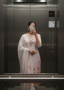 ✨ Elegant Pastel Floral Kurti Set with Dupatta ✨