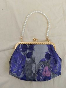 Floral Clutch with Pearl Handle
