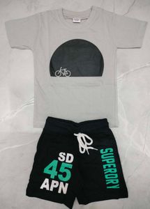 Trendy Cotton T-Shirt &amp; Shorts Set For Boys