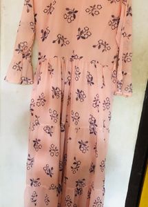 Peach Floral Tiered Dress