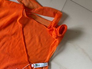 Newme See Through Orange Top