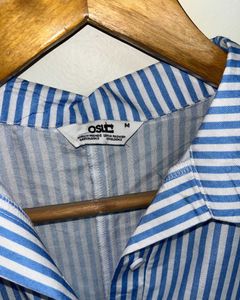 Blue and White Vertical striped straight dress