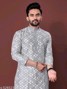 Black &amp; White Geometric Print Kurta