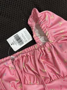 Coquette Girly Tie Up Floral Pink Crop Top
