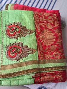 Red Saree Green Border
