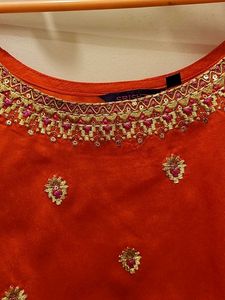 Embroidered Orange Blouse