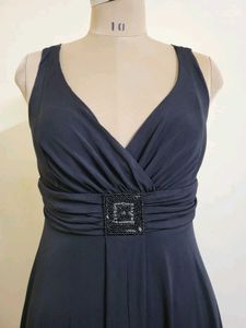 Elegant Navy V-Neck Dress
