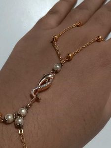 Hand Bracelet With Cute Fish Design In Gold Colour