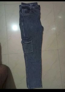 Zara Gray Wash Cargo Jeans