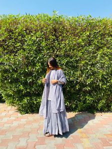 Gray Top and Sharara Set