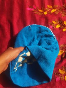 blue and white winter cap