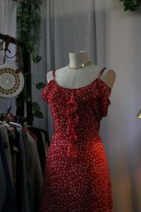 Red Floral Print Dress