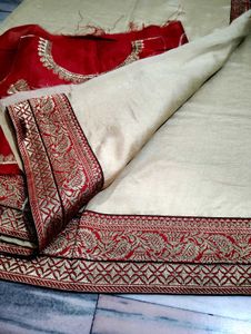 Banarasi Border Beautiful Saree With Blouse Piece