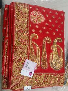Red Embroidered Saree