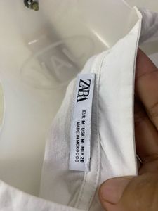 Zara White Tie-Front Blouse